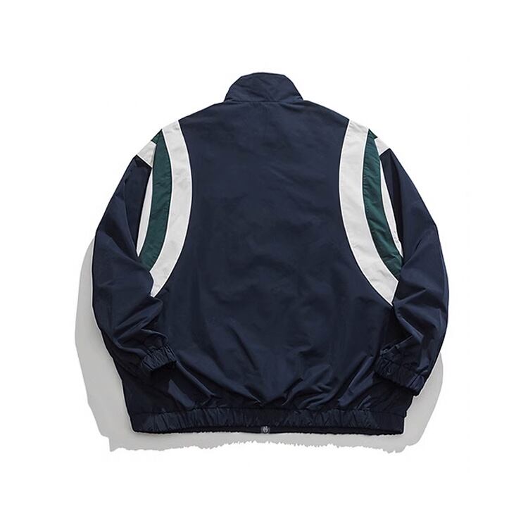 ★CONTRAST COLOR SPLICING STAND COLLAR JACKET　　　A0794