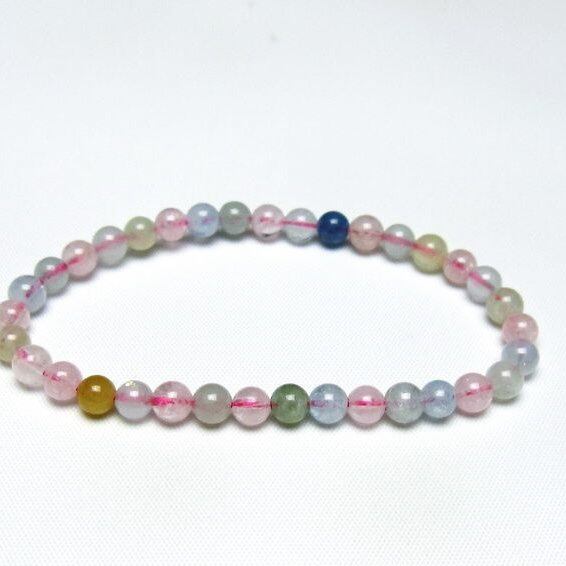 ミックスカラーベリル ブレスレット 5mm 一点物 メール便可 [M便 1/10] 111-48793