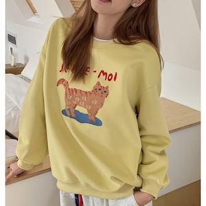 cat graphic loose sweatshirt