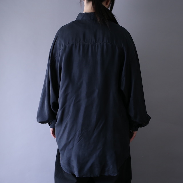 "刺繍" elegant design fry-front minimal mode silk shirt