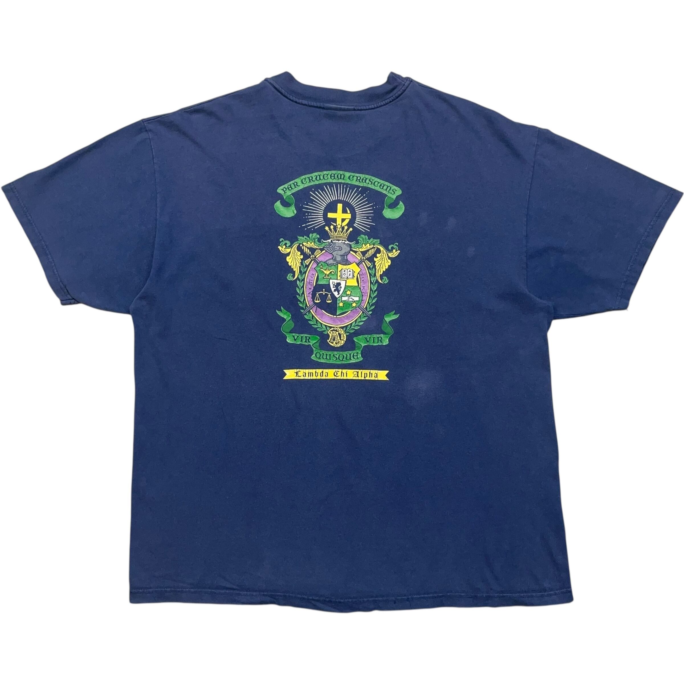 《XL》Hanes ヘインズ Tシャツ 胸ポケット 友愛団体 オーバーン大学 フラタニティの紋章 両面プリント 90年代 vintage no.8689