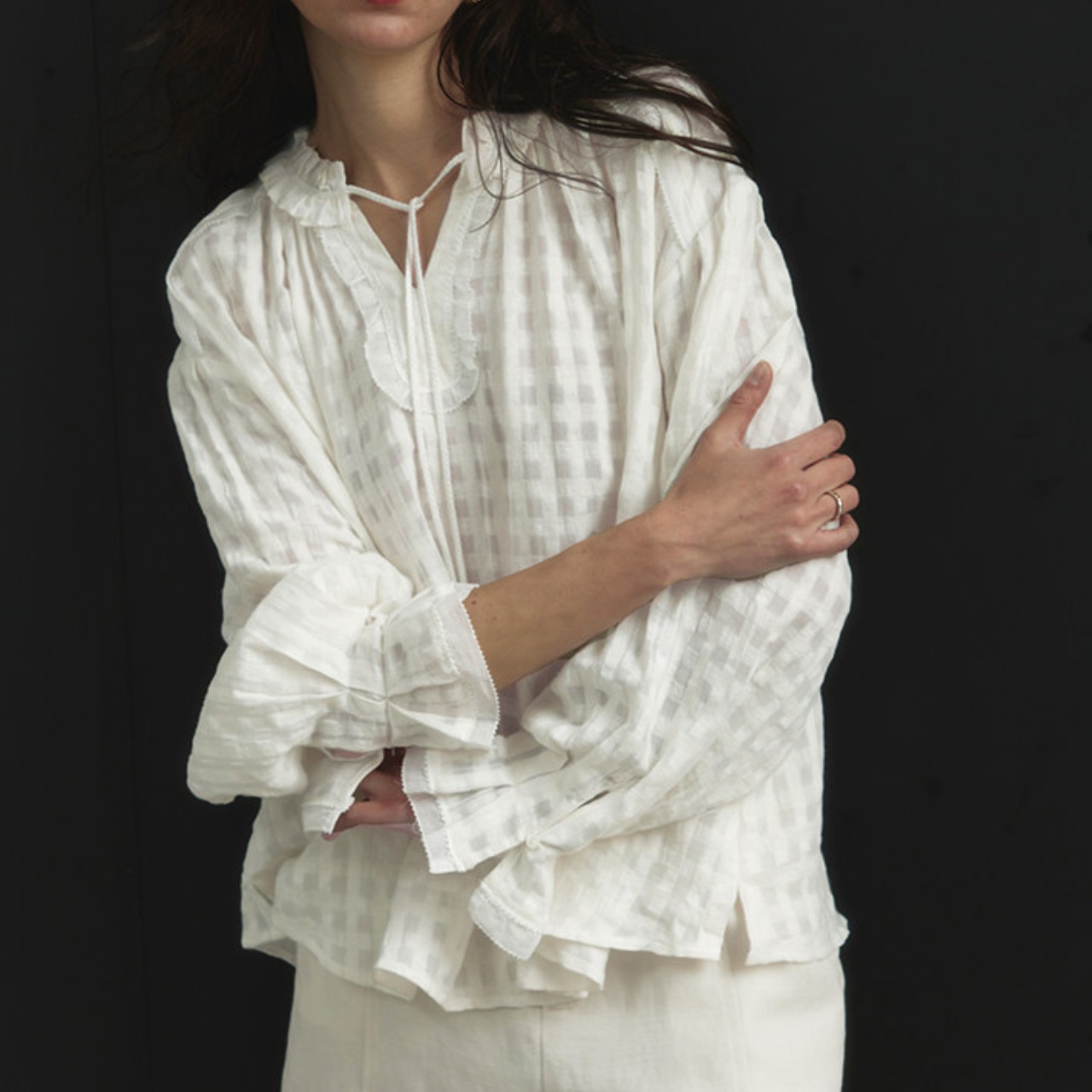 frilled  tunic blouse  T4512