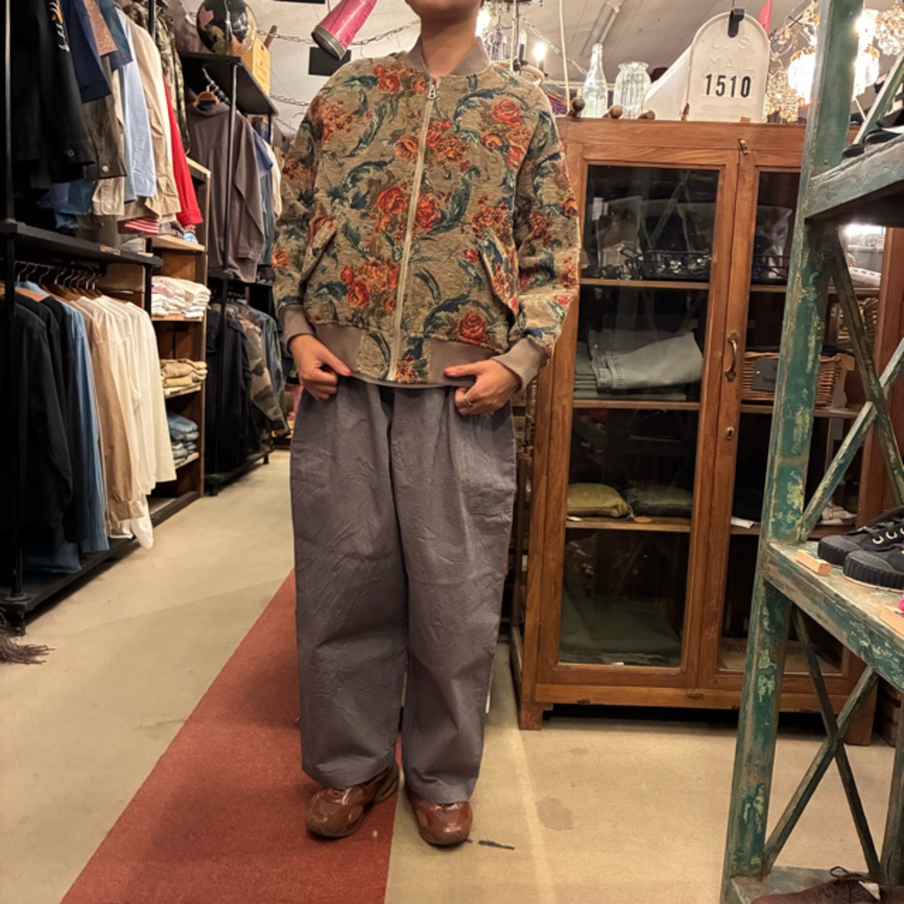 homspun 10oz Denim Gathered Pants　ホームスパン　10オンスデニムギャザーパンツ　グレー　イージーパンツ　ワイドパンツ　厚手デニム