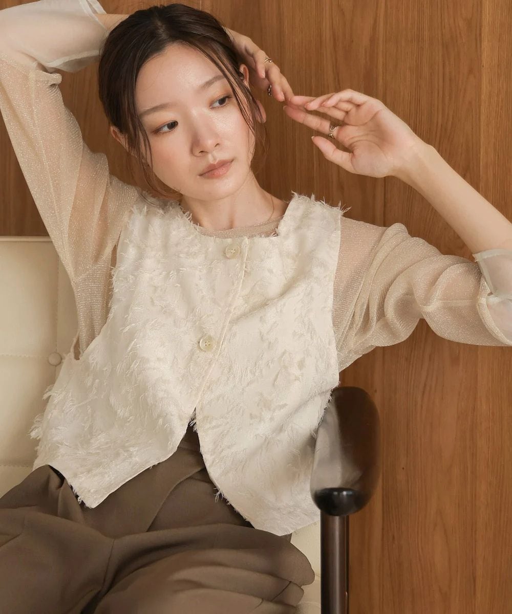 2way shaggy jacquard vest select by Bab【5431142】