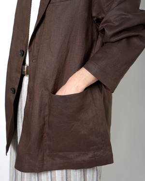 ssstein "LIGHT LINEN EASY SINGLE BREASTED JACKET〔BROWN〕"