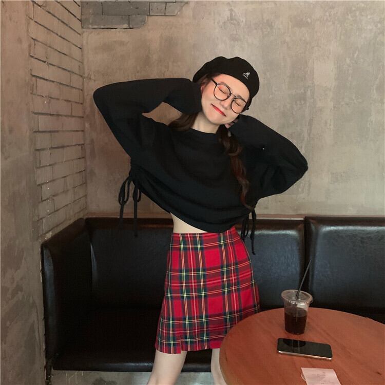 2020サマードレスニューファッションスーツスカートブラックセーター女性チェック柄ショートスカートツーピースサマー YY-ファッション60142962731