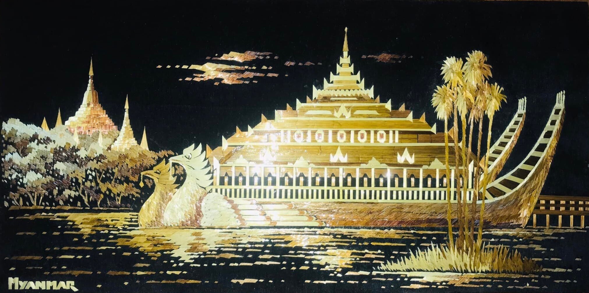 ミャンマーカラウェク宮殿絵画】アート、風景画、ミャンマー文化