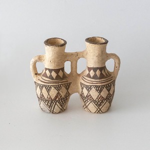 【Vintage】モロッコ・ベルベルポッタリー フラワーベース ダブル①