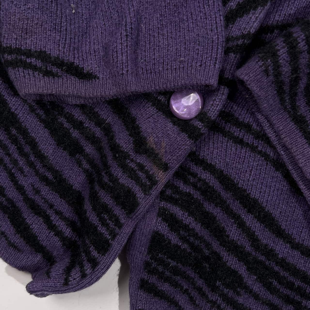 カシミヤ100% ALT MODER アルトモーダー デザイン ニット カーディガン M~L/パープル×ブラック レディース