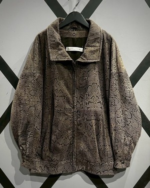 【XVINTAGE】“Andrew Marc × Neiman Marcus” Python Pattern Dolman Sleeve Leather Jacket