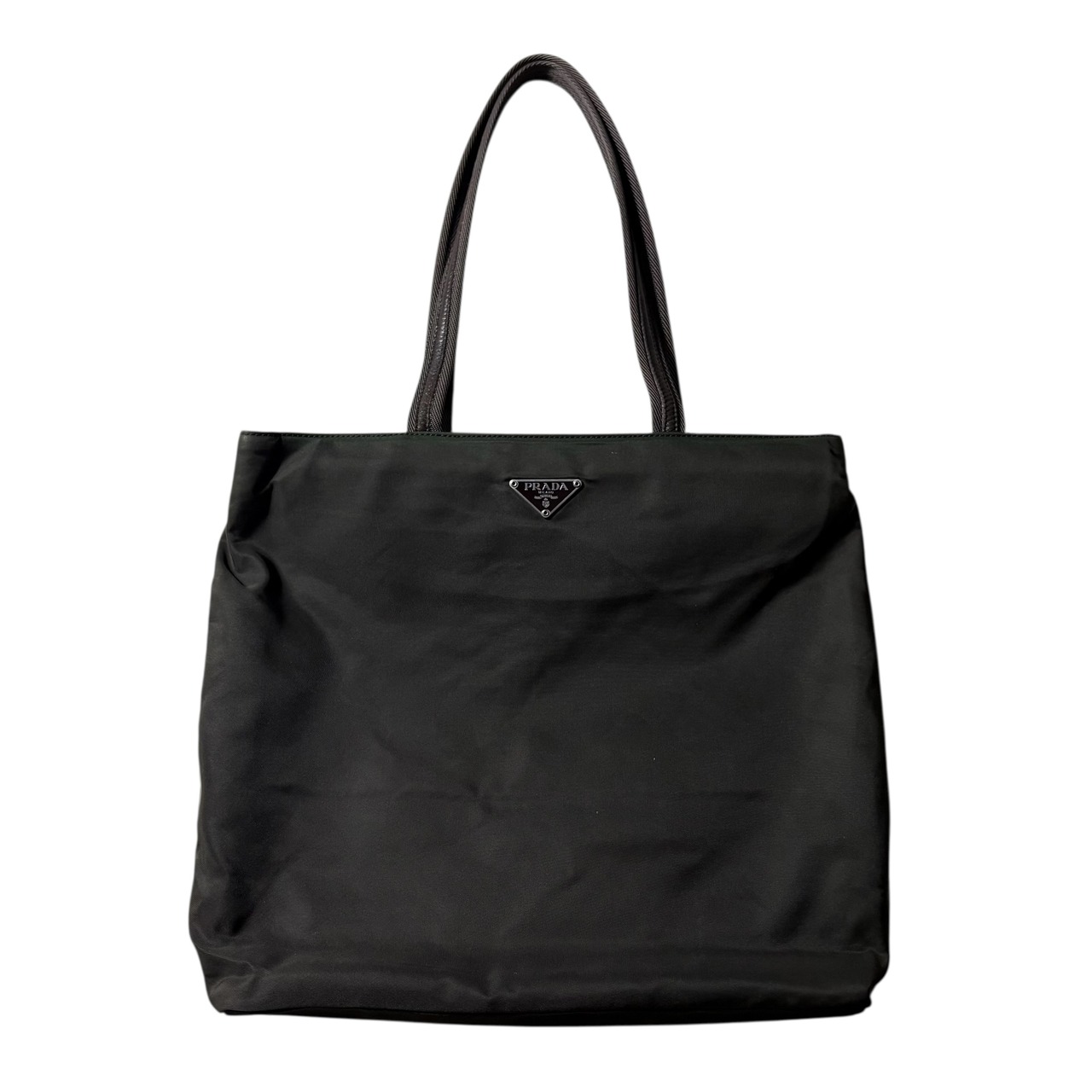 PRADA leather piping nylon tote bag