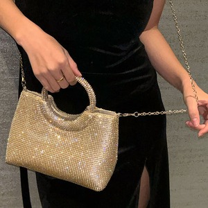elegant rhinestone circle evening bucket bag(5color)<b2996>