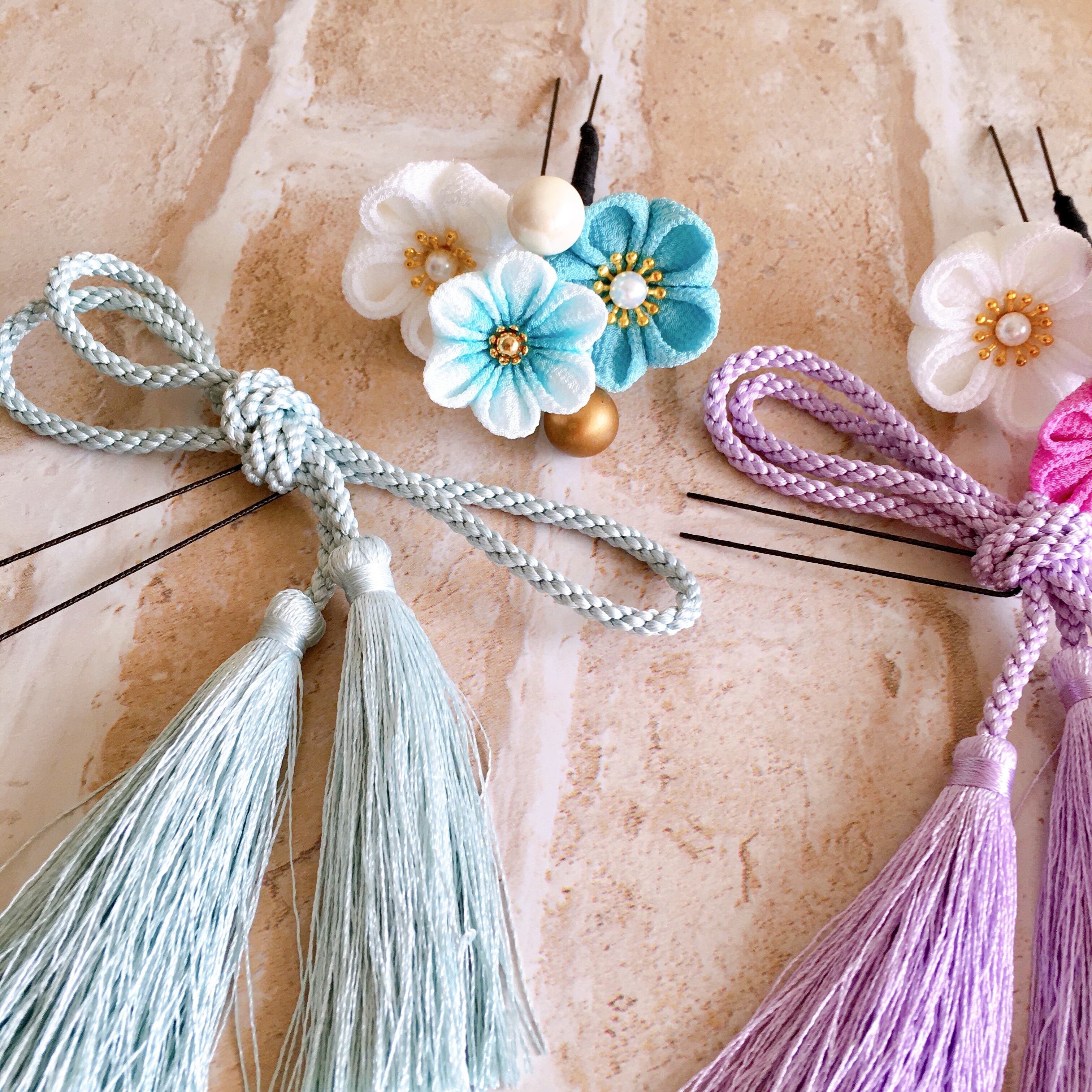 つまみ細工髪飾り《ブルー》卒業式、七五三にも | koyurinn