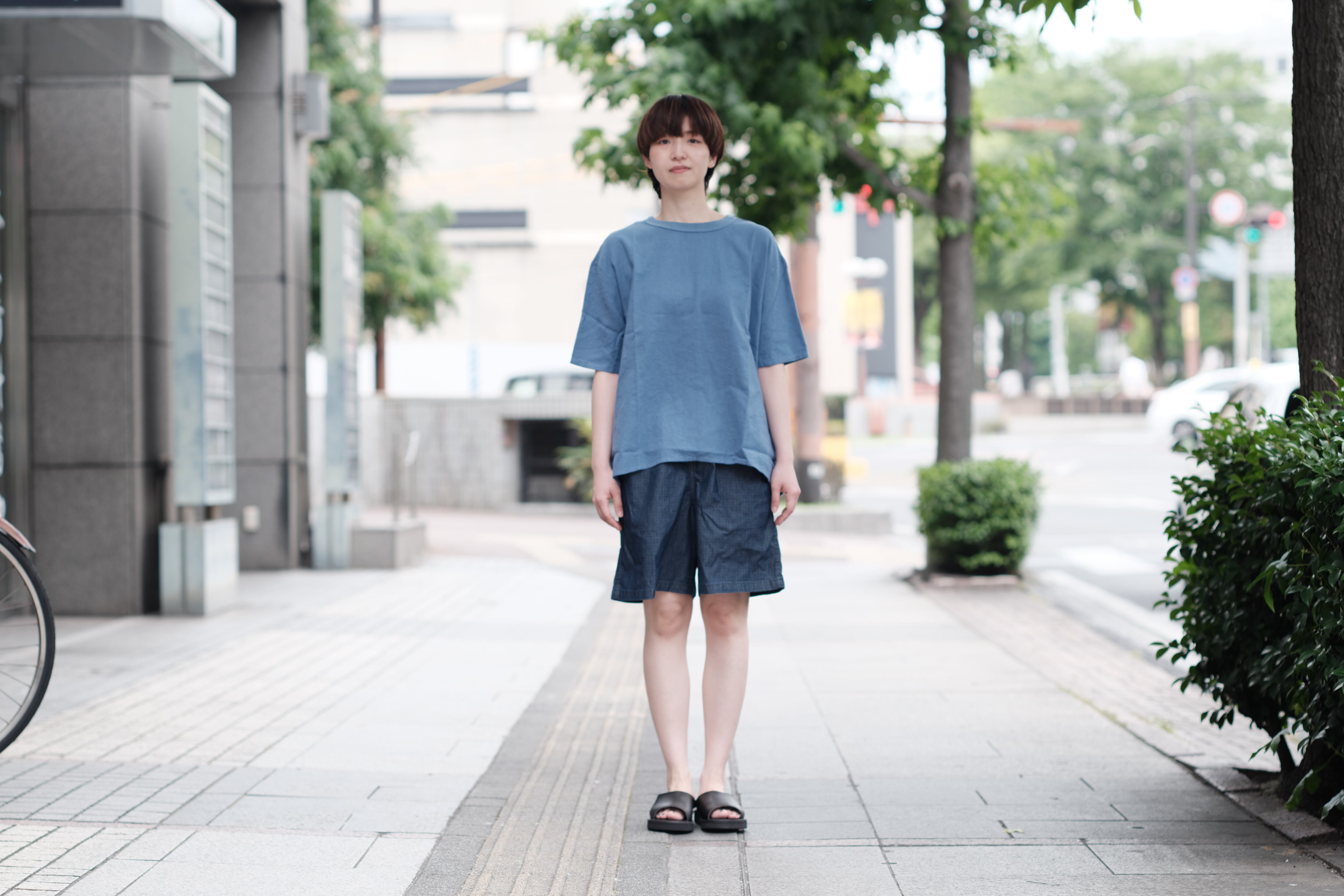 maillot】linen rich back tuck half sleeve shirt-Tee | theater