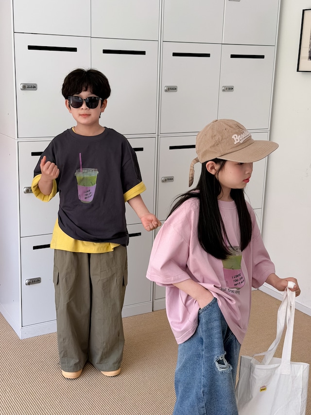 【KID】キウィスムージープリント半袖Tシャツ - 16
