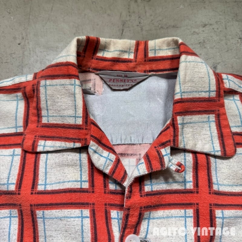 50's PENNEY'S ペニーズ プリントネルオープンカラーシャツ 開襟 50's PENNEY'S ペニーズ プリントネルオープンカラーシャツ 開襟