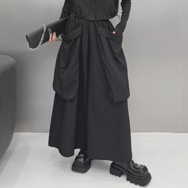 Cropped vest wide pants setup C1628