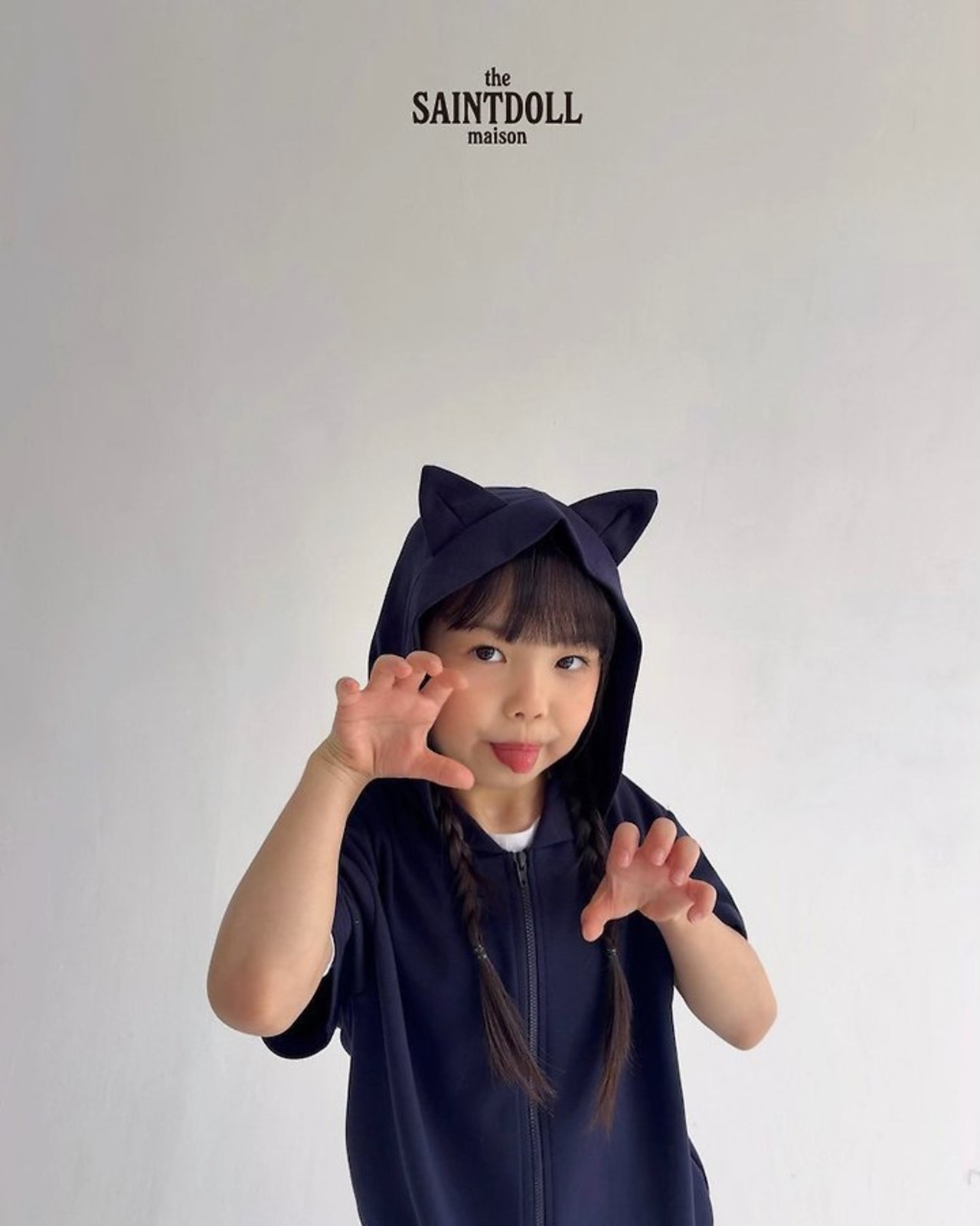[SAINTDOLL] Nyangnyang Hood Zip-up Top (JS/JM/JL) / [세인트돌] 냥냥후드집업 (JS/JM/JL)