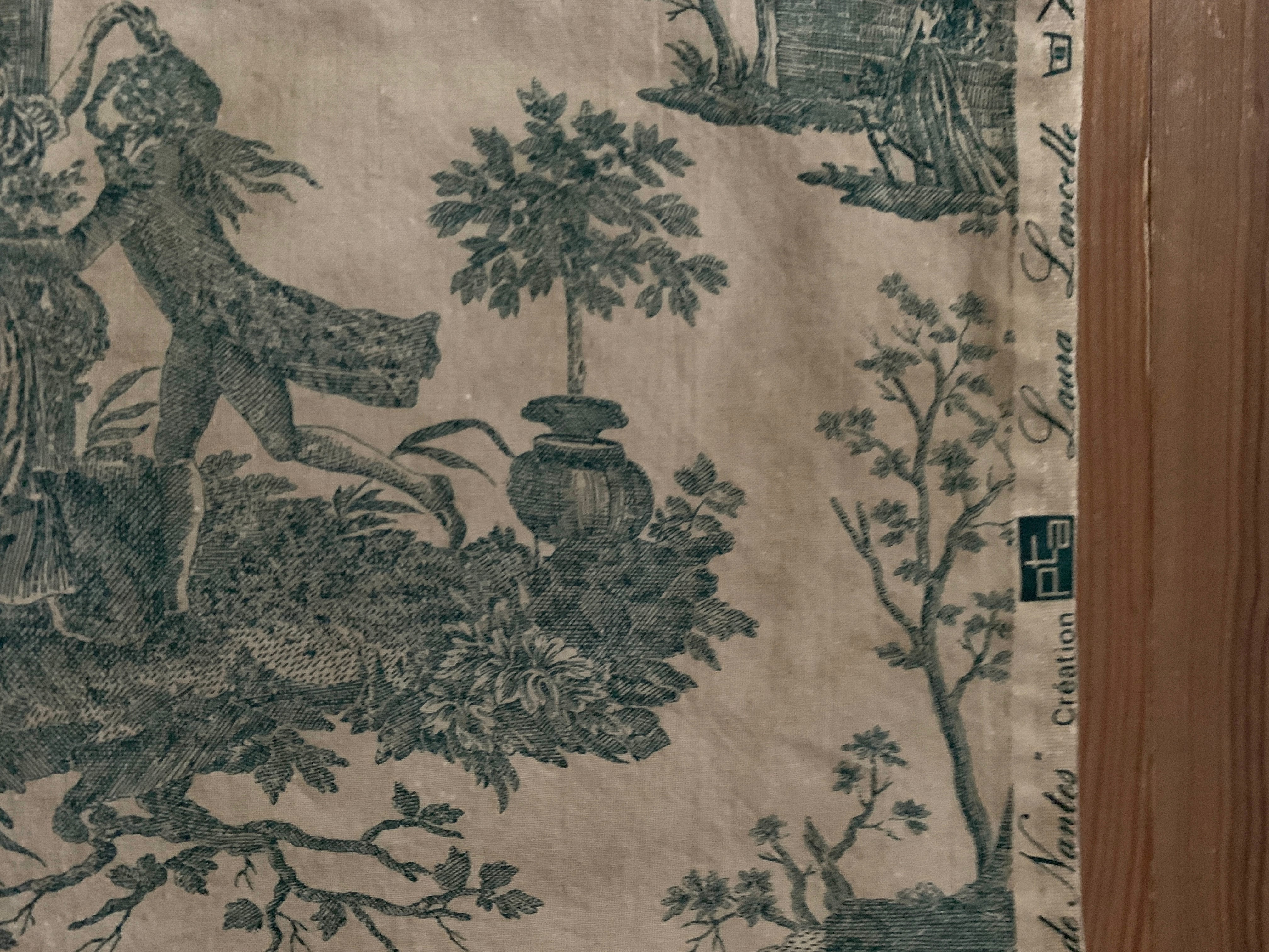フランスアンティーク生地トワル・ド・ジュイ　1900年頃Toile de Jouy コットンファブリック/綿生地