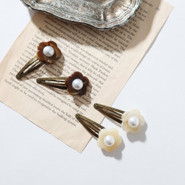 マーブルフラワーヘアピン2P