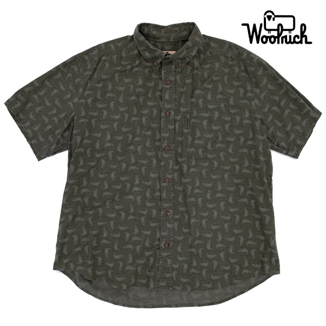 【USED】90s WOOLRICH All-Over Trout Print Short Sleeve Shirt ウールリッチ トラウト柄 半袖シャツ