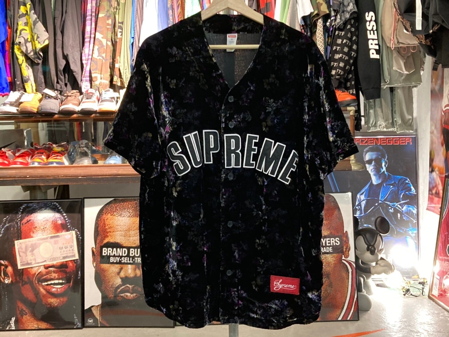 Supreme FLORAL VELOUR BASEBALL JERSEY MEDIUM 130KC3503 | BRAND 