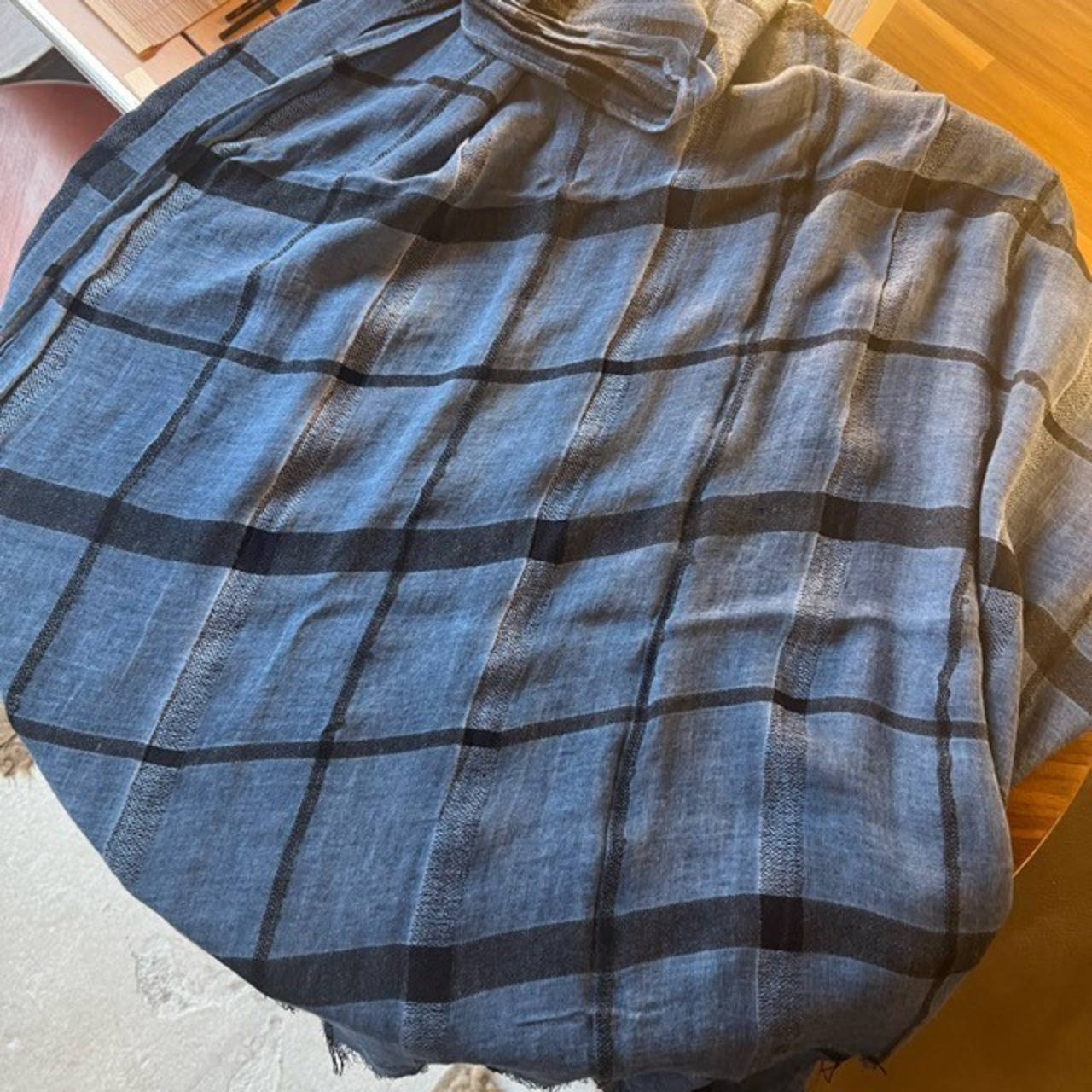 TOPANGA Accessory　Cotton & Linen Scarf　CHECK　Blue　コットン＆リネンスカーフ　チェック　ブルー　scarf　スカーフ　