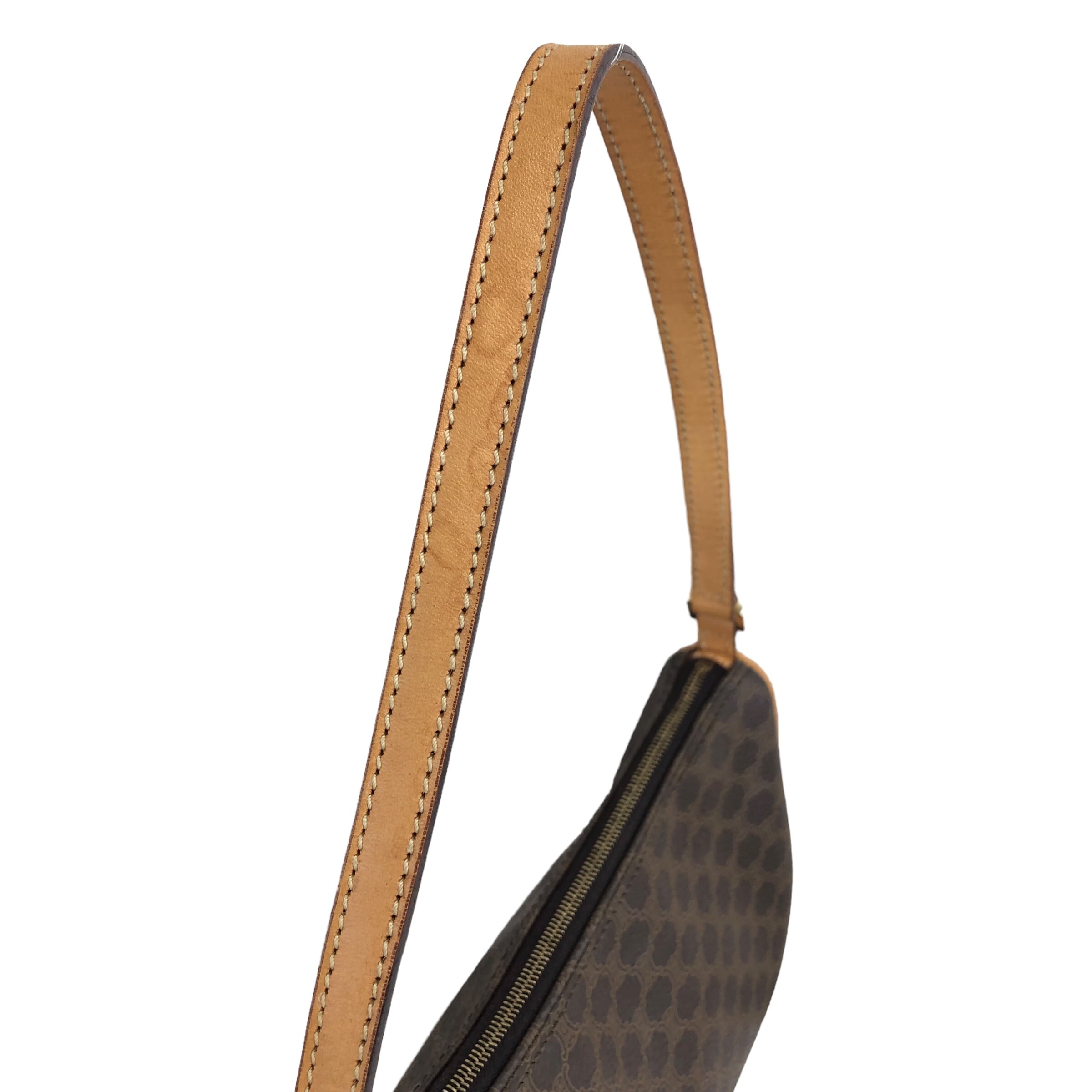 CELINE セリーヌ マカダム ハンドバッグ ブラウン レザー ポーチ