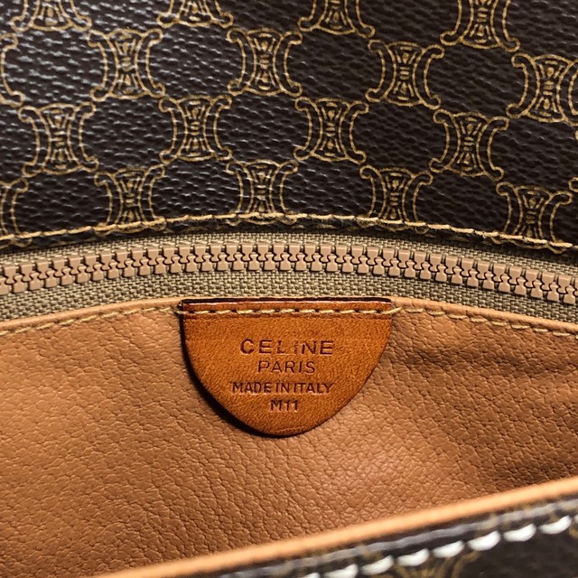CELINE セリーヌ ショルダーバッグ ブラウン ブラゾン型押し PVC ミニバッグ vintage ヴィンテージ オールド mdu8r7