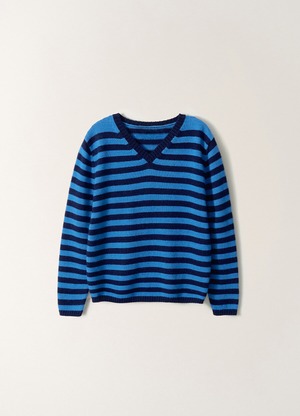 [NOTHING WRITTEN] Molly V-Neck Pullover (Ocean Stripe) 正規品 韓国ブランド 韓国通販 韓国代行 韓国ファッション ナッシングリトゥン 日本 店舗