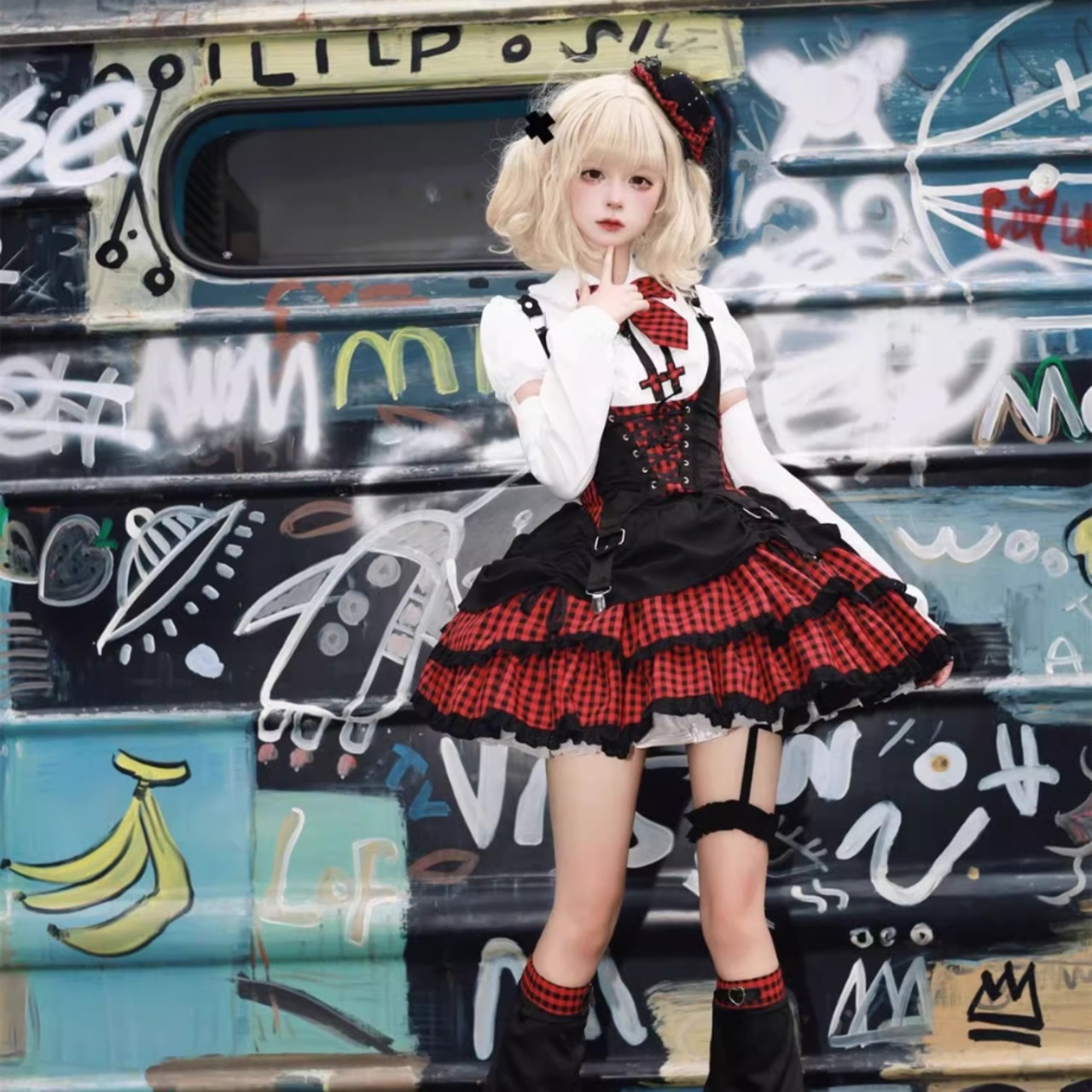 天使と悪魔 サブカル系 ファッション ヘッドドレス チェック柄 かわいい アイドル ステージ衣装 コンカフェ 地雷系 量産型 インディーズファッション  Y2K | 天使と悪魔 サブカル系ファッション SEASONZ～サブカル系、地雷系、アイドル衣装専門～