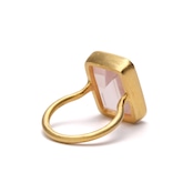 S925 SINGLE STONE MATT RING -ROSE QUARTZ- 03