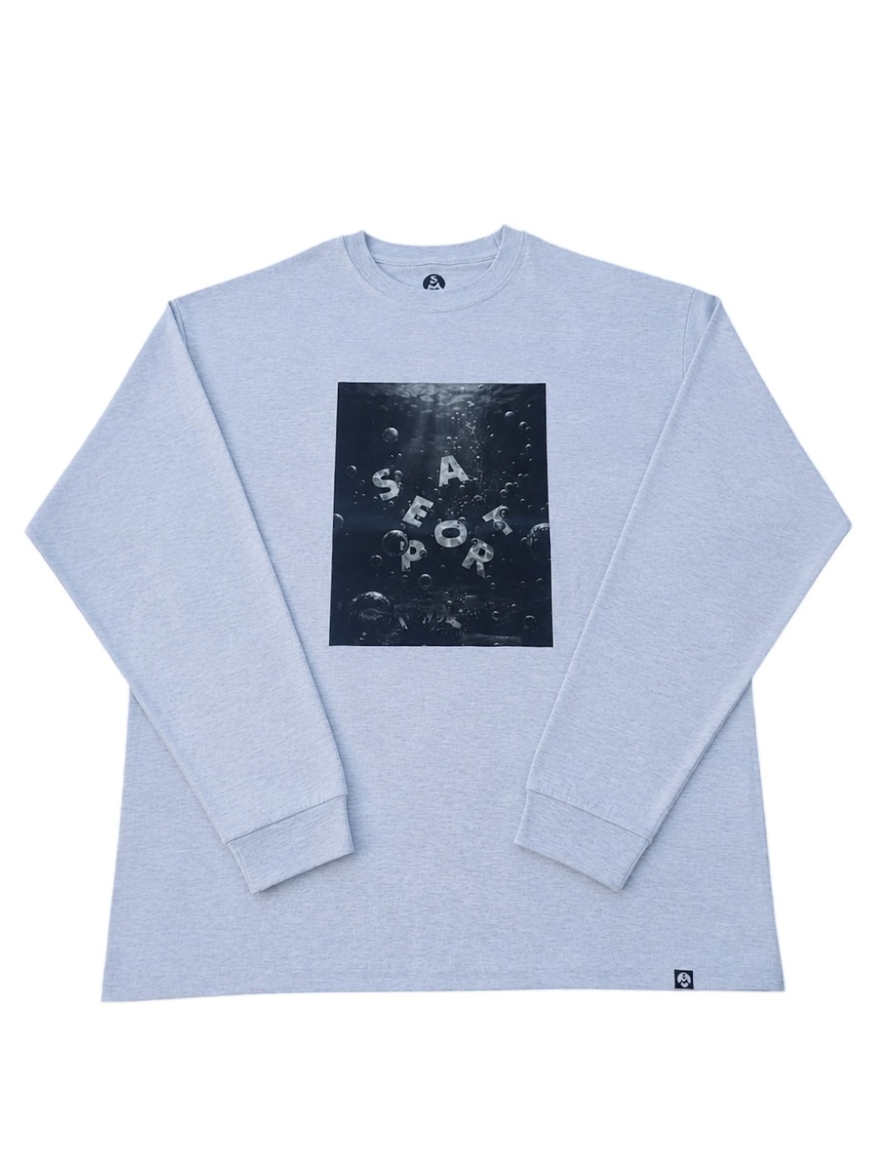【SUNKEN LETTERS L/S TEE】SILENT DEPTH(Mix Gray) 画像1