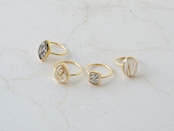 S925 SINGLE STONE THIN RING -BLACK RUTILE QUARTZ-