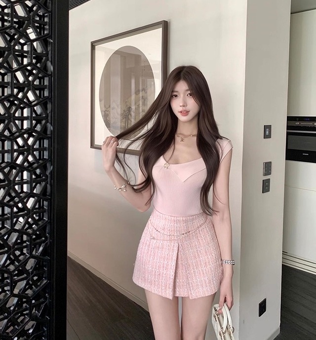 Pinkmixツイードスカショーパン