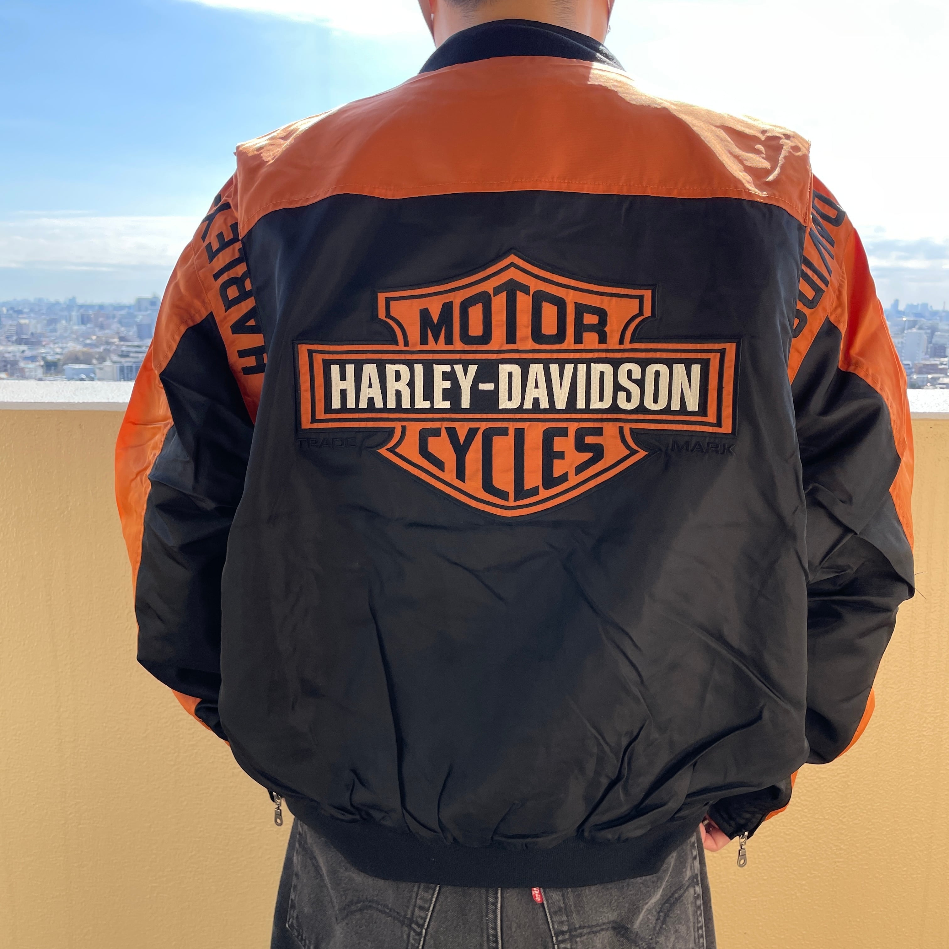 Harley-Davidson ハーレー オレンジ ナイロン ブルゾンジャケット