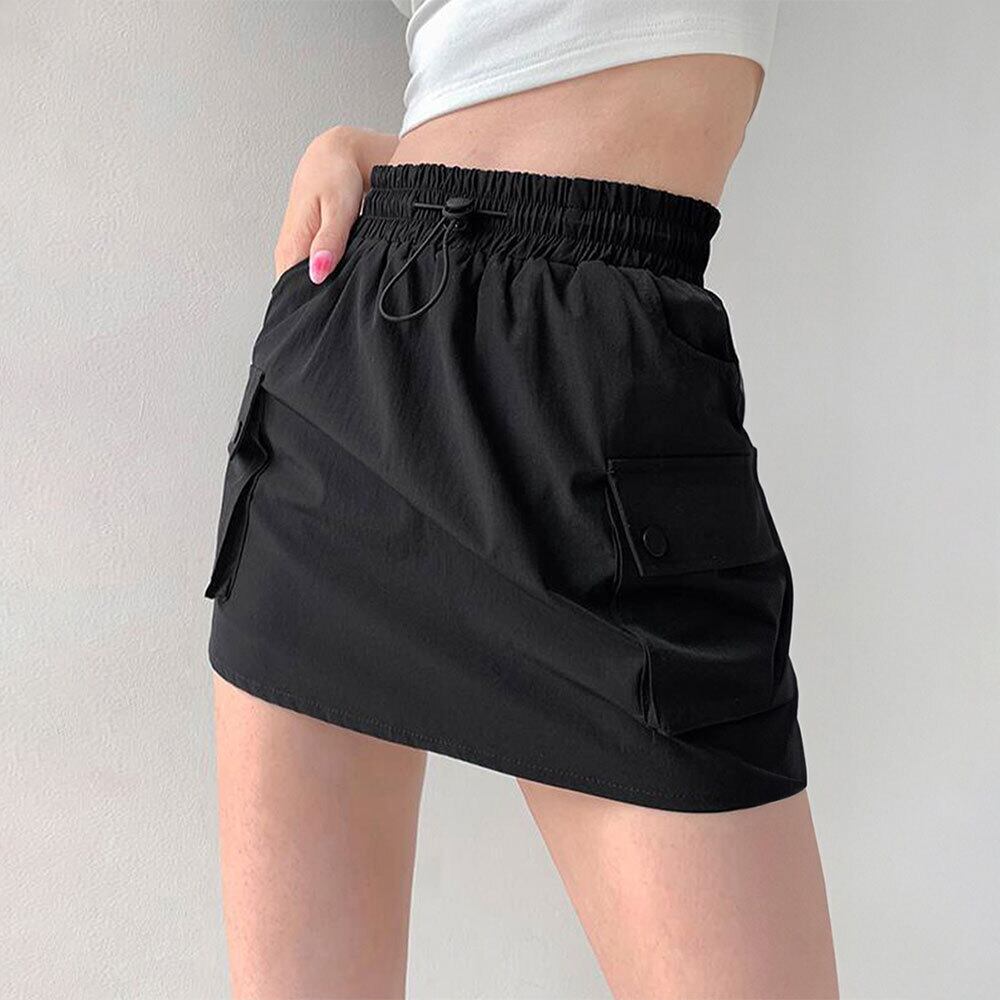 カーゴスカート レディース ミニスカート 韓国 ハイウエスト 大人 かわいい おしゃれ 春夏秋 インナーパンツ付き Aライン カジュアル ワークスカート 大人可愛い 大人女子