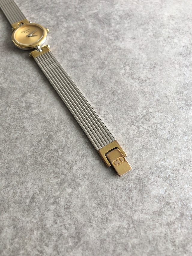 Christian Dior クリスチャン ディオール 腕時計 シルバー×ゴールド ロゴ ステンレススチール クォーツ 3025 vintage ヴィンテージ オールド ngmhnw