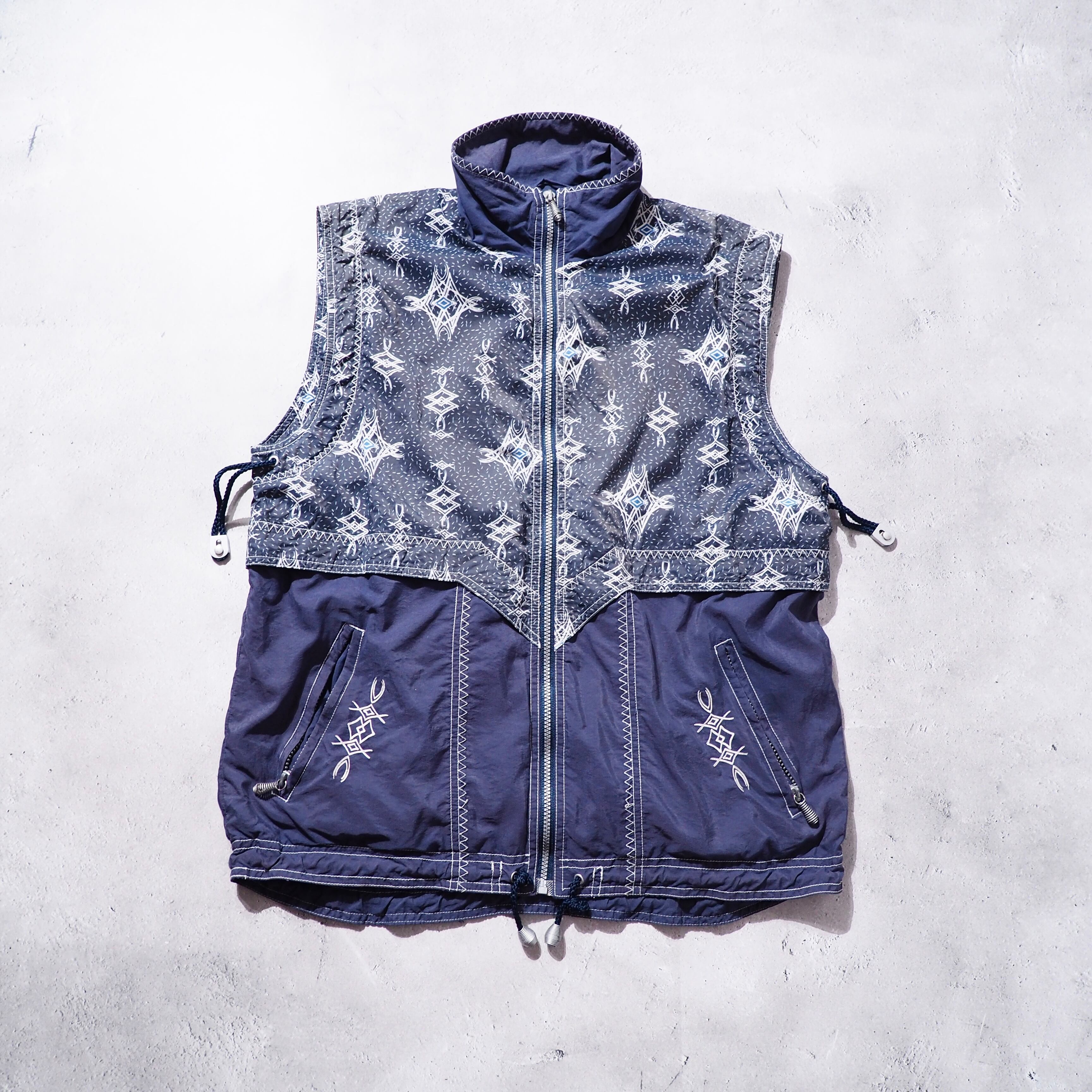 Tribal contemporary art design vintage high neck nylon vest