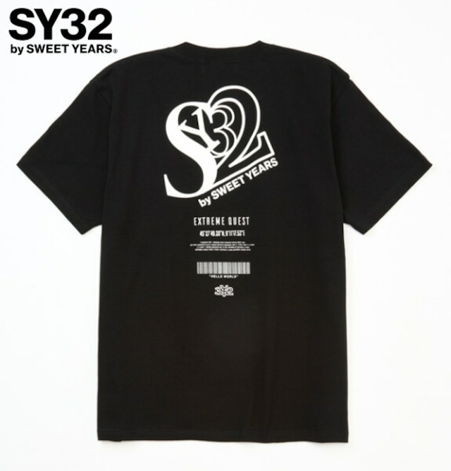 SY32 by SWEET YEARS エスワイサーティトゥ Tシャツ 半袖 クルーネック メンズ BACKPRINT LOGO TEE 15303J BLACK