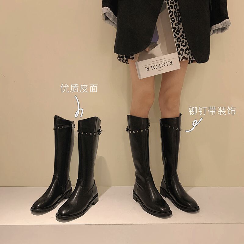 ロングブーツオータムウィンター 靴 シューズ 秋物 冬物 スクウェア フェイクシューズ66880144383