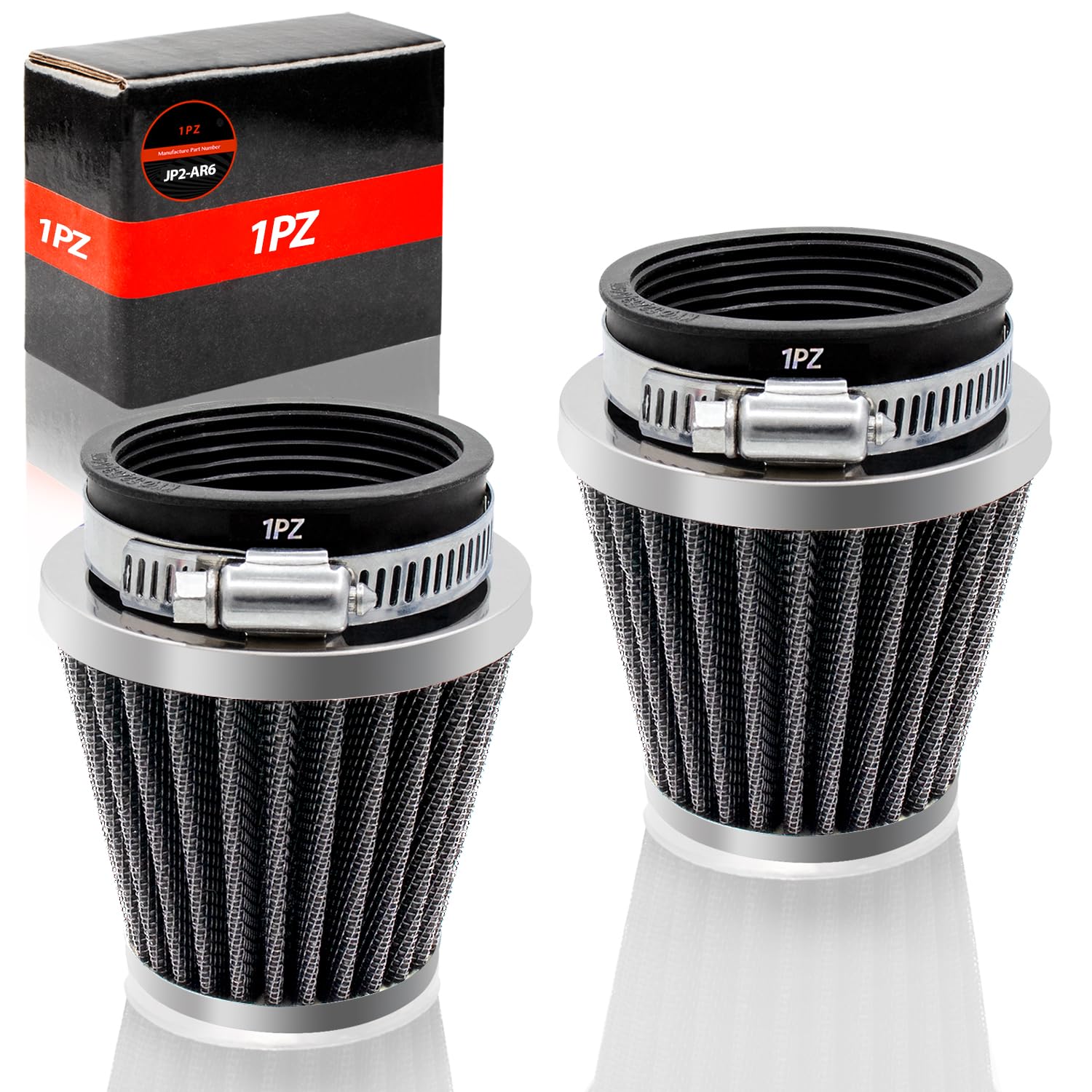 1PZ JP2-AR6 パワーフィルター 2個 エアクリーナー 48/49/50mm 50mm バンディット400 GS750E GS1000E CB-1 CBR400F FTR223 バイク用 エアフィルター 汎用