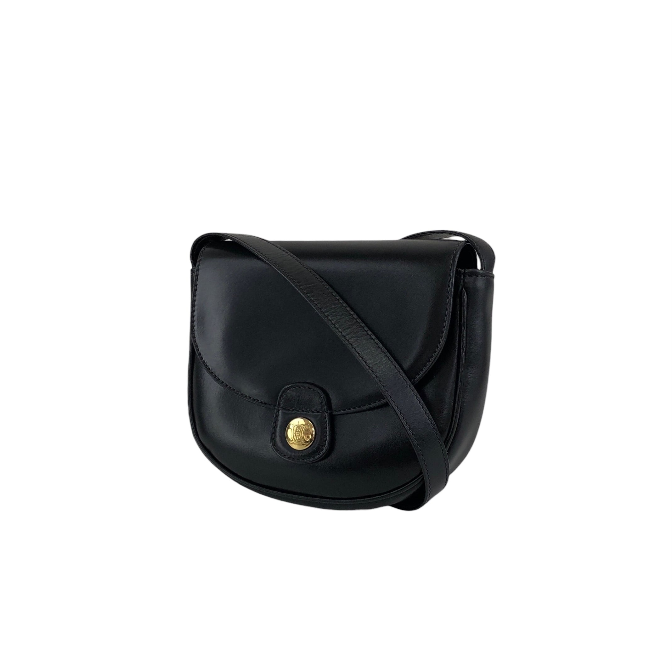 CELINE セリーヌ ショルダーバッグ ブラック ブラゾン ボタン レザー