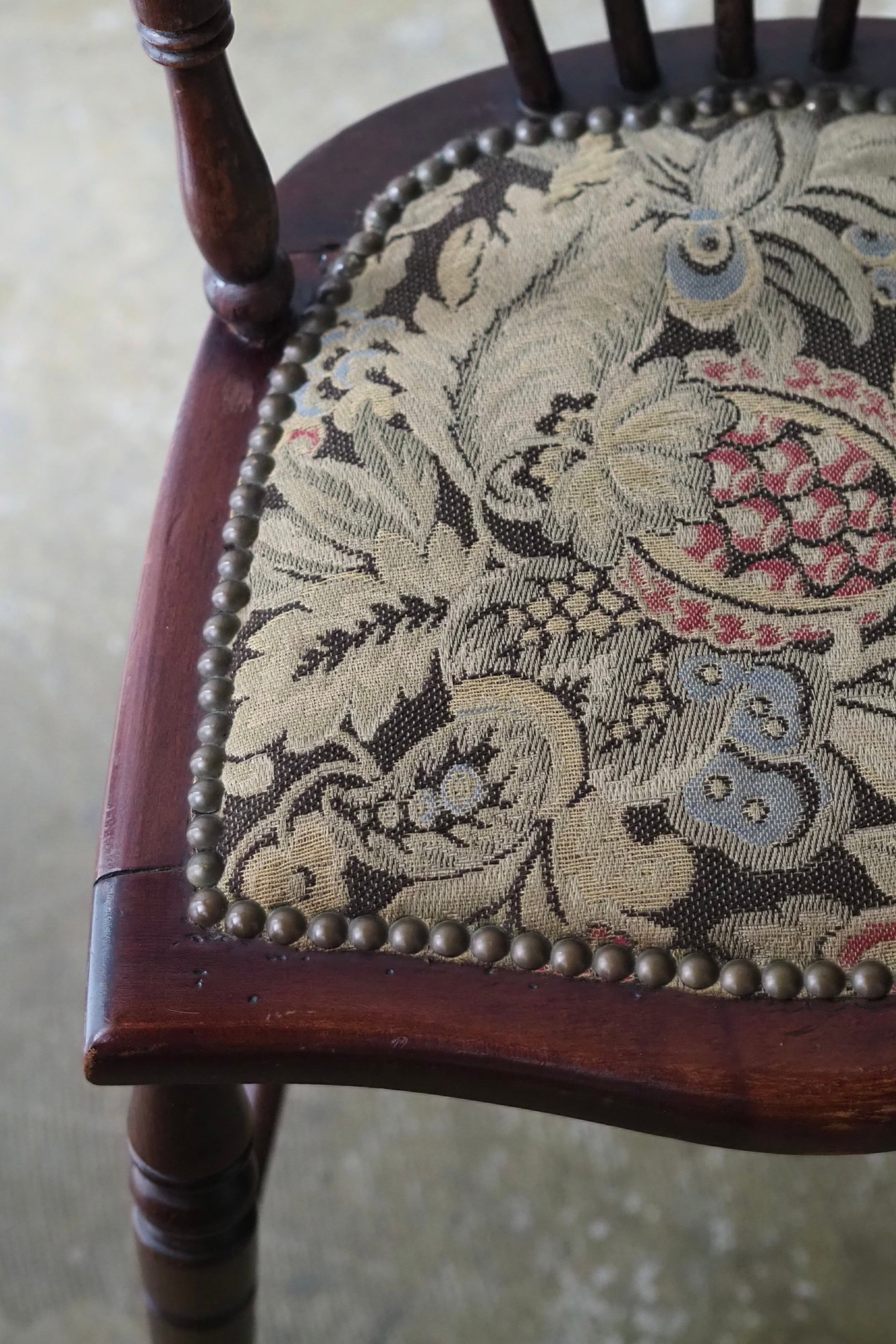 ゴブラン織りのエドワーディアンチェア-antique england chair