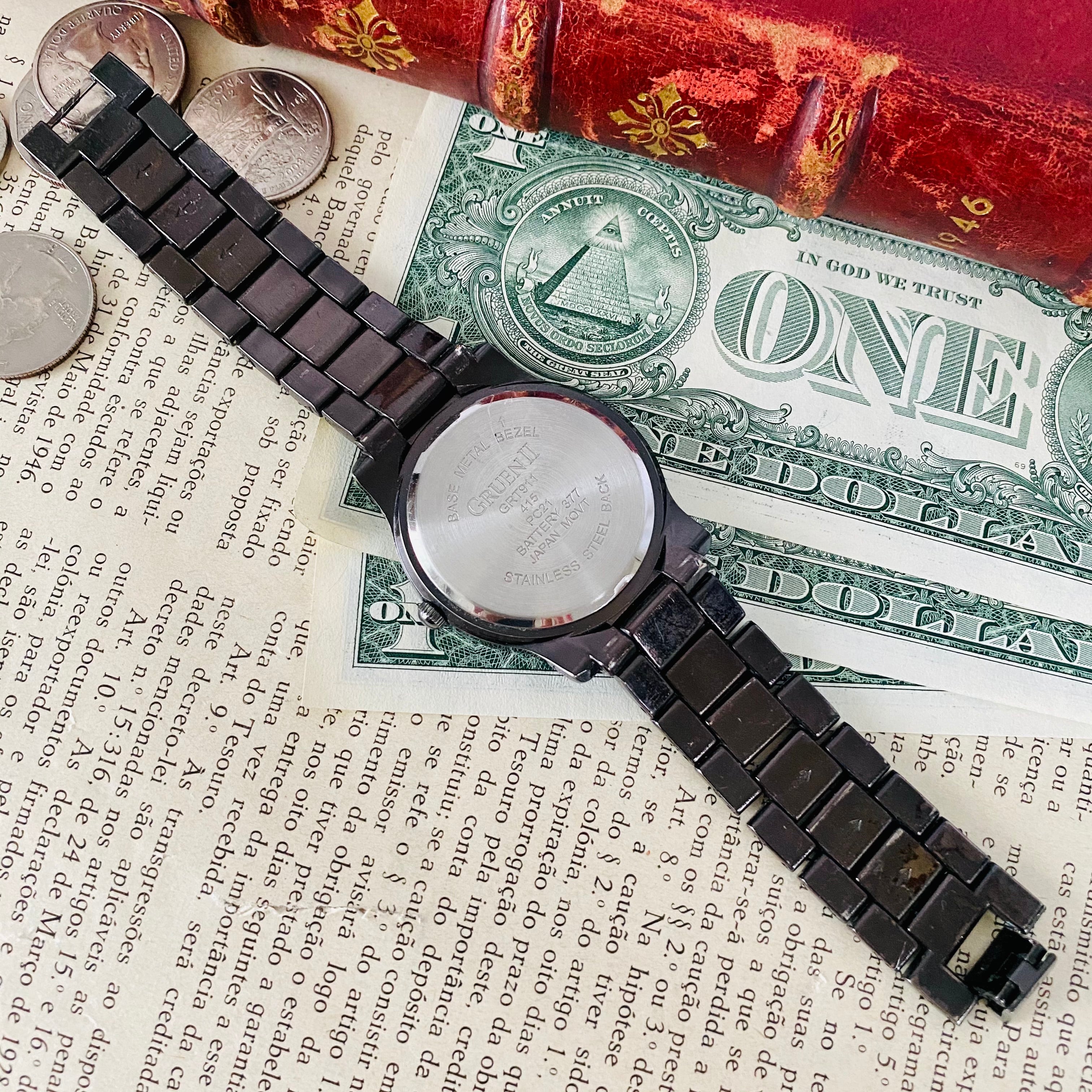 【高級時計グリュエン】Gruen Ⅱ クォーツ 腕時計 レディース ビンテージ ブレスレット カクテル ウォッチ クリスタル