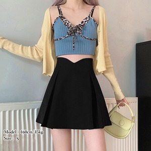 ミニスカート レディース 送料無料 ハイウエスト インナーパンツ付き プリーツ カジュアル 春夏秋 133985