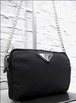 ◆PRADA プラダ ナイロンxレザー クロスボディ チェーンストラップ ミニ ショルダー バッグ ポーチ ポシェット 黒x銀◆ 便利なクロスボディ