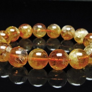 シトリン ブレスレット 虹入り 13mm シトリンクォーツ ブレス メール便可 一点物 111-50384