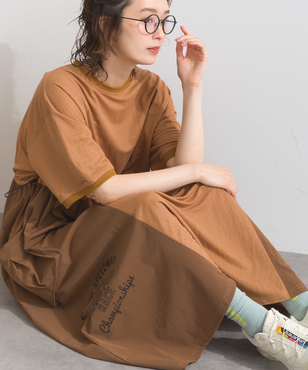 K261086 【接触冷感シリーズ】 カノコ異素材切替ワンピース / Cool