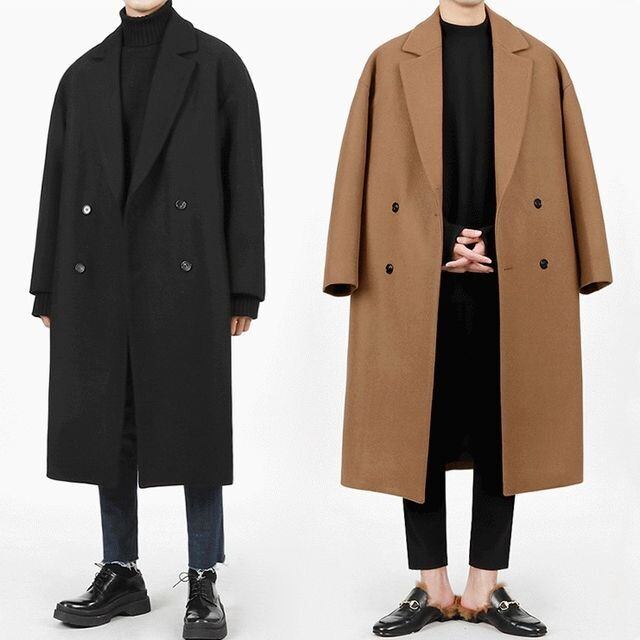 【予約販売】チェスターコート ロング丈 メンズ 無地 シンプル 男前 シック 韓国 オーバーサイズ 綺麗め ベージュ ブラック 冬コート 防寒 ビジネス 通勤 防寒 お洒落 こなれ感 ベーシック 秋冬 大きいサイズ M/L/XL/2XL